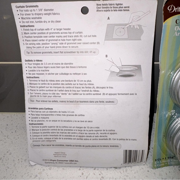 Dritz Home - curtain grommets - 2 sets of 8 - NIB - very easy to do! - Picture 3 of 3